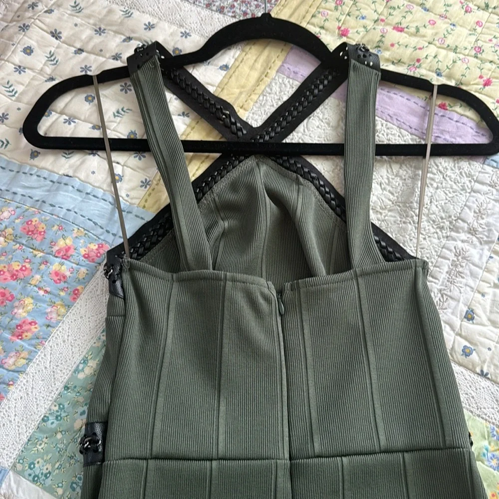 Topshop green leather chain embellished dress - Picture 7 of 12